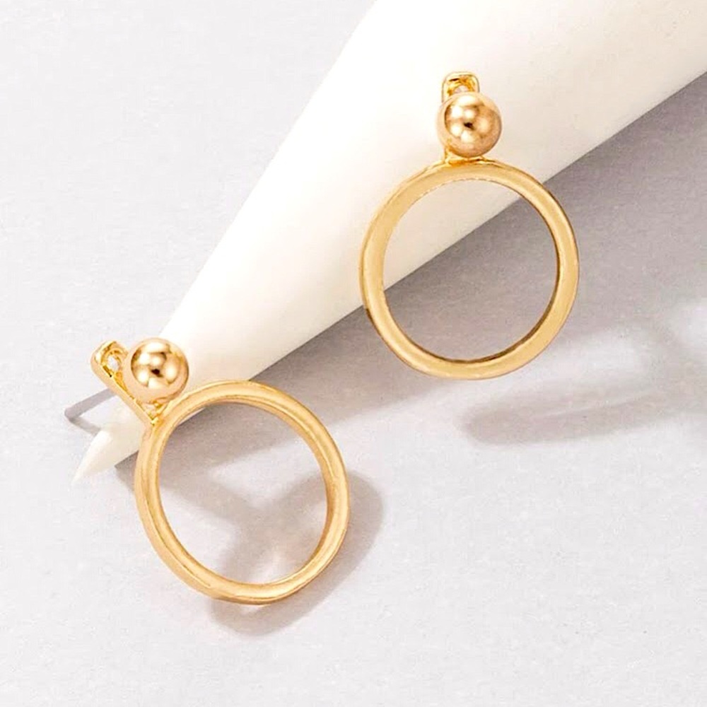 ⚜️𝟯𝟬%𝗢𝗙𝗙 𝗯𝘂𝗻𝗱𝗹𝗲𝘀 𝟯+⚜️ NEW Gold Round Jacket Earrings - Picture 4 of 10
